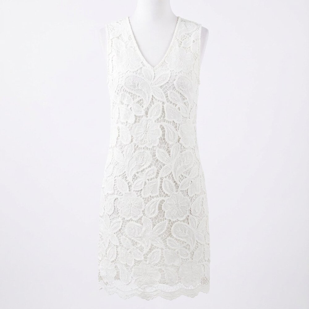 Karen Kane Lace Shift Dress Sleeveless V-Neck Lined Dress